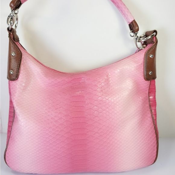 Sharif Studio Pink Snakeskin Embossed Leather Purse & Wristlet Bundle - Picture 2 of 11